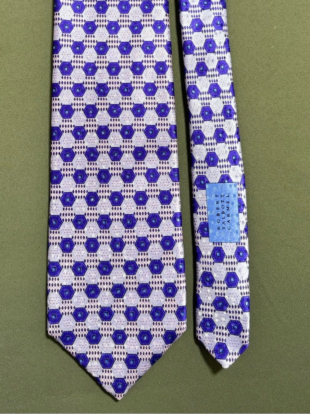 ROBERT TALBOTT Carmel Best of Class Silk Tie Purple Hexagon Geometric USA Made